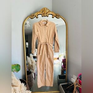 Reformation belted cream jumpsuit size 2